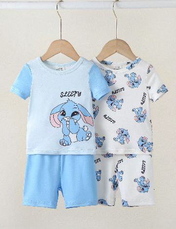 Set pijamale 2 bucati Shein Kids, albastru/alb