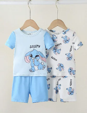 Set pijamale 2 bucati Shein Kids, albastru/alb
