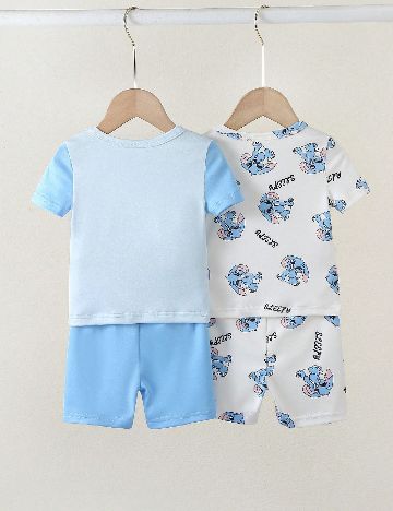 Set pijamale 2 bucati Shein Kids, albastru/alb
