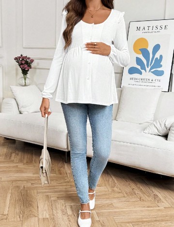 Bluza SHEIN Maternity, alb
