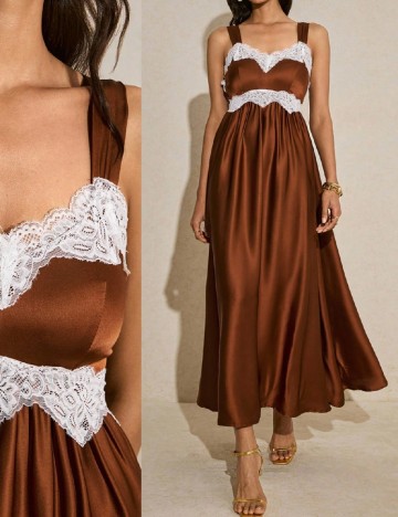 Rochie lunga Poeselle, maro