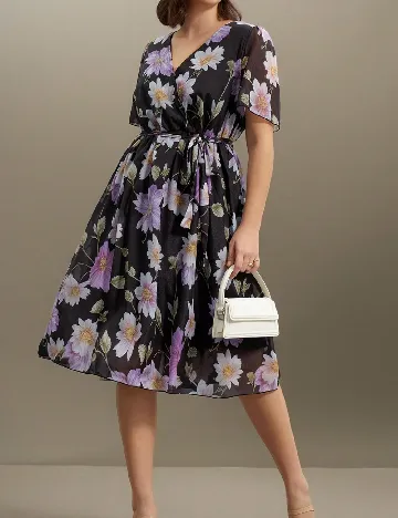 Rochie medie SHEIN CURVE, negru floral