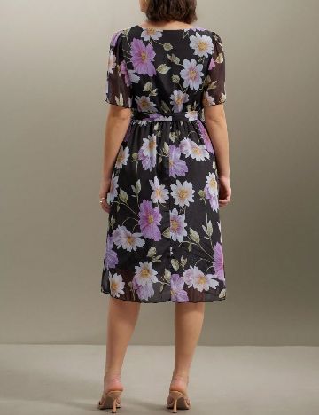 Rochie medie SHEIN CURVE, negru floral