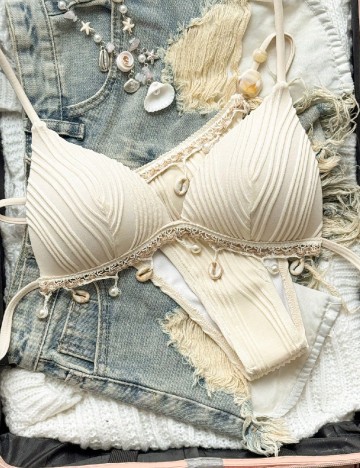 Costum de baie SHEIN, crem