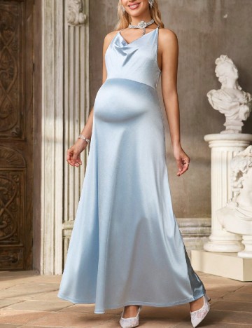 Rochie lunga SHEIN Maternity, bleu