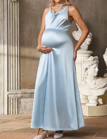 Rochie lunga SHEIN Maternity, bleu