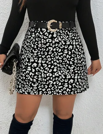 Fusta SHEIN CURVE, negru/alb