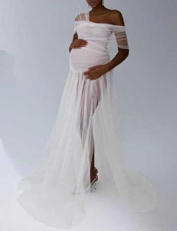 Rochie lunga SHEIN Maternity, ecru