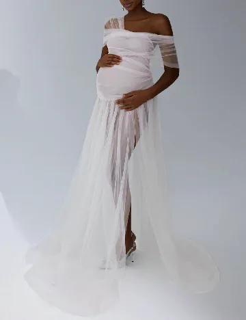 Rochie lunga SHEIN Maternity, ecru