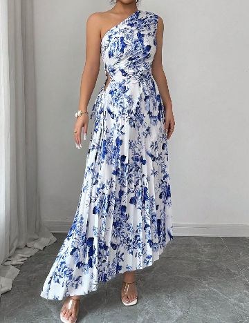 Rochie lunga SHEIN, alb/albastru