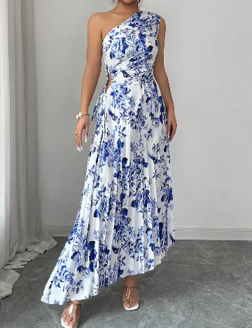 Rochie lunga SHEIN, alb/albastru