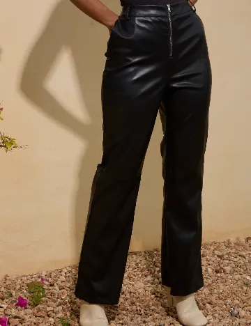 Pantaloni imitatie de piele Dancing Leopard, negru