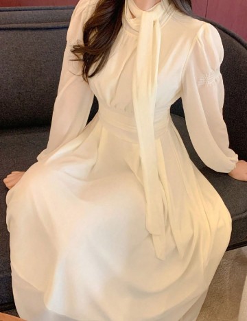 Rochie lunga Dazy, ecru