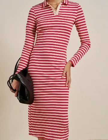 Rochie medie SHEIN, rosu/crem