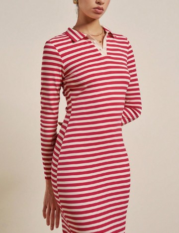 Rochie medie SHEIN, rosu/crem