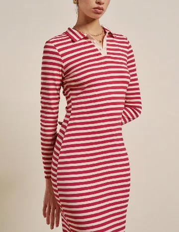 Rochie medie SHEIN, rosu/crem
