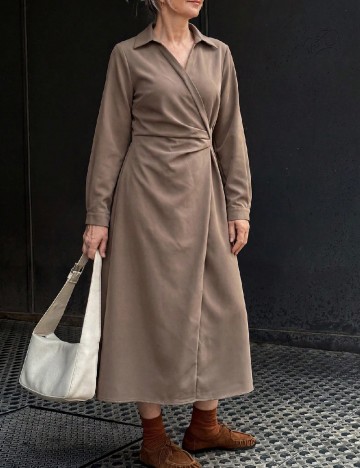 Rochie medie Dazy, maro