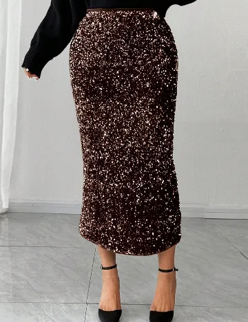 Fusta Dazy Plus Size, maro