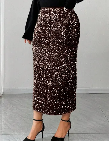Fusta Dazy Plus Size, maro