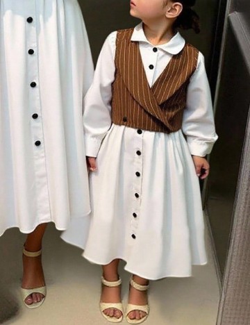 Set rochie si bluza Shein Kids, alb/maro