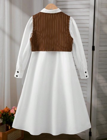 Set rochie si bluza Shein Kids, alb/maro