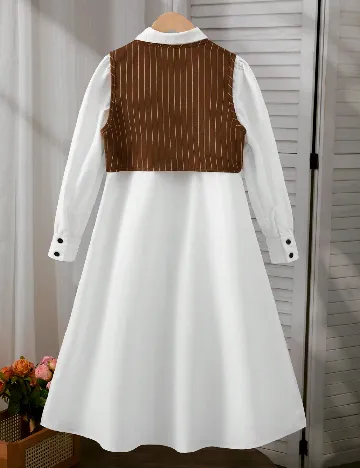 Set rochie si bluza Shein Kids, alb/maro
