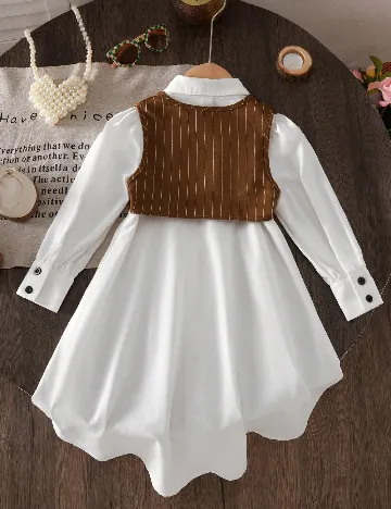 Set rochie si bluza Shein Kids, alb/maro