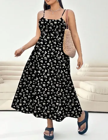 Rochie lunga SHEIN CURVE, negru floral