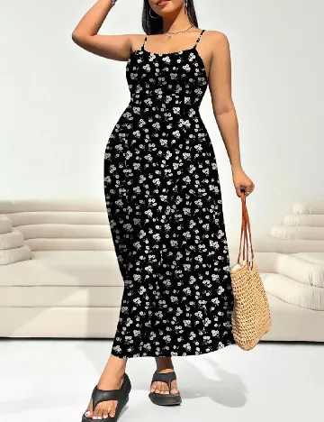 Rochie lunga SHEIN CURVE, negru floral