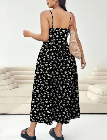 Rochie lunga SHEIN CURVE, negru floral