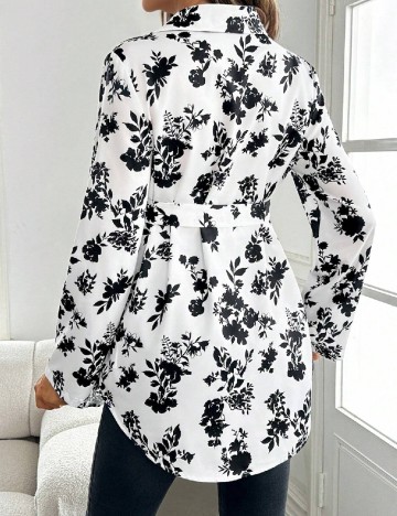Camasa SHEIN Maternity, alb/negru