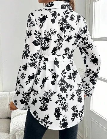 Camasa SHEIN Maternity, alb/negru
