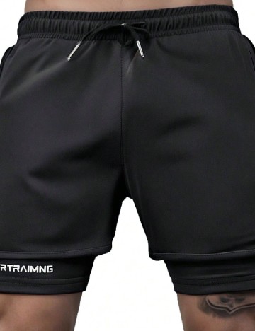 Pantaloni scurti SHEIN Plus Size Men, negru