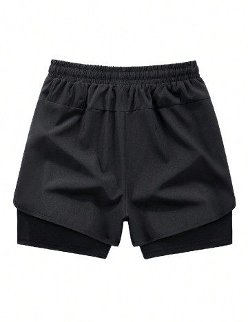 Pantaloni scurti SHEIN Plus Size Men, negru