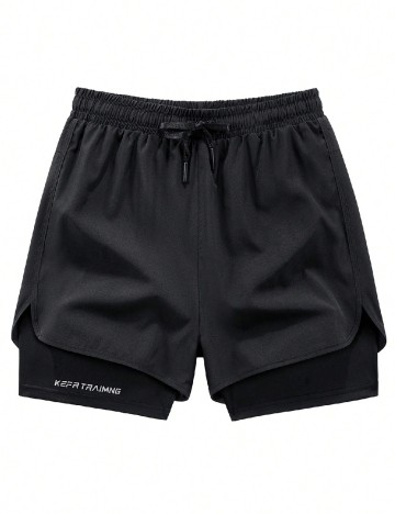 Pantaloni scurti SHEIN Plus Size Men, negru