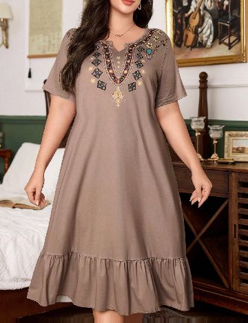 Rochie de noapte SHEIN CURVE, roz pudra inchis