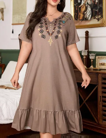 Rochie de noapte SHEIN CURVE, roz pudra inchis