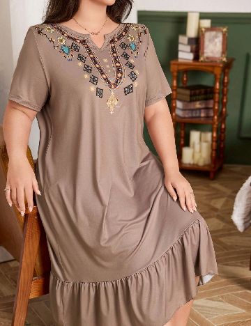 Rochie de noapte SHEIN CURVE, roz pudra inchis
