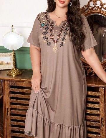 Rochie de noapte SHEIN CURVE, roz pudra inchis