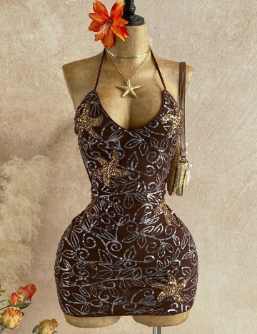 Rochie scurta SHEIN, maro