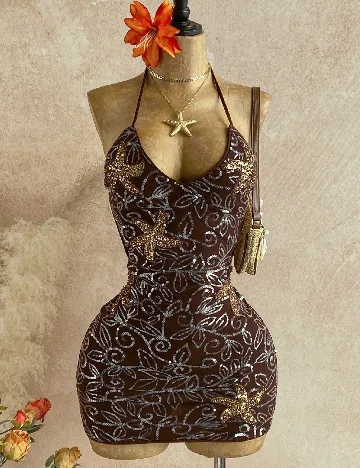 Rochie scurta SHEIN, maro