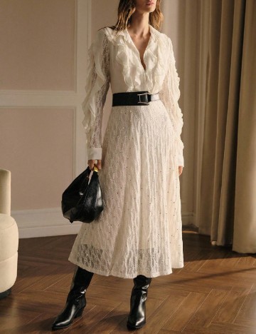 Rochie medie MOTF, ecru