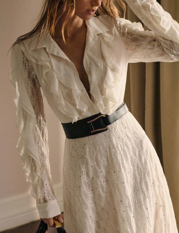 Rochie medie MOTF, ecru