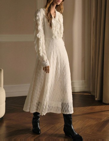 Rochie medie MOTF, ecru