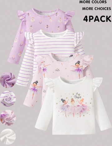 Set bluze 4 bucati Shein Kids, alb/mov