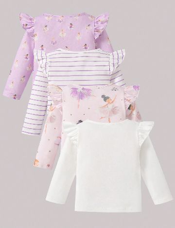 Set bluze 4 bucati Shein Kids, alb/mov