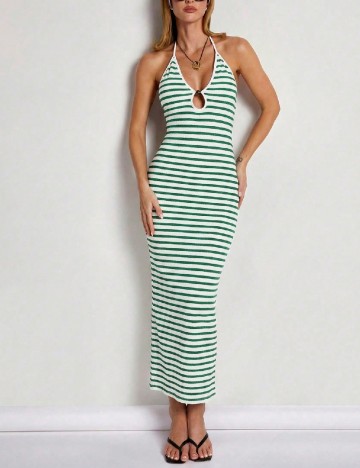 Rochie medie Cosmina, verde/alb