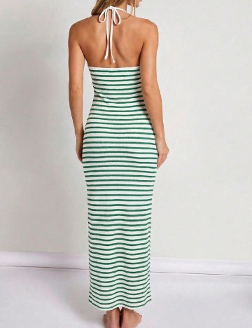 Rochie medie Cosmina, verde/alb