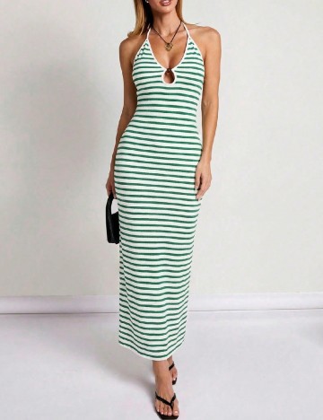 Rochie medie Cosmina, verde/alb