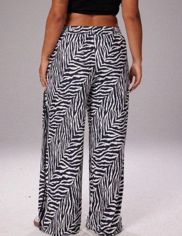 Pantaloni SHEIN CURVE, negru/alb